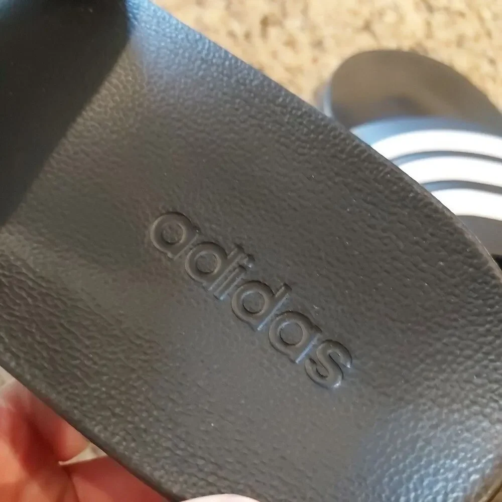 Adidas Adilette Cloudfoam Shower Slides - Core Black / Cloud White NWT Men's 13
